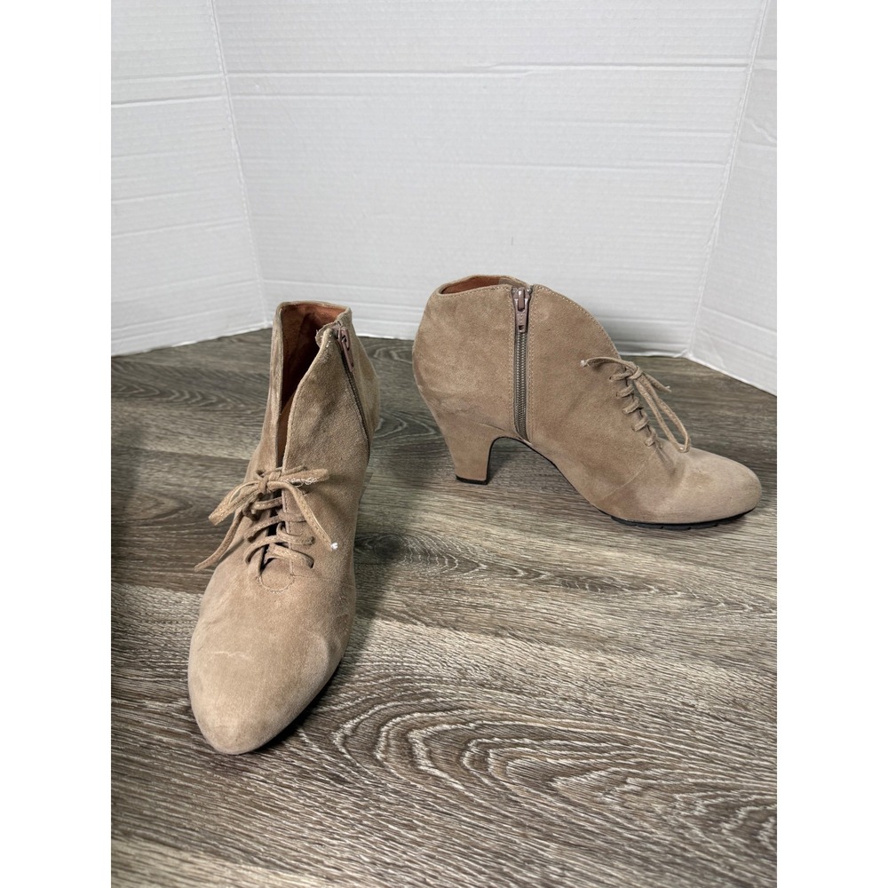 L'Amour Des Pieds Florrie Tan Suede Lace Up Ankle Boots Womens 10M Side Zip